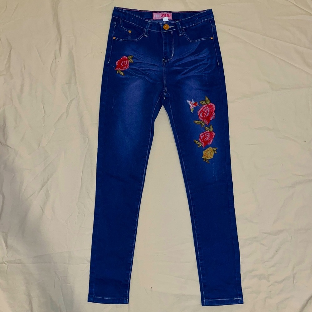 PinkLatte | Blue Floral Skinny Jeans